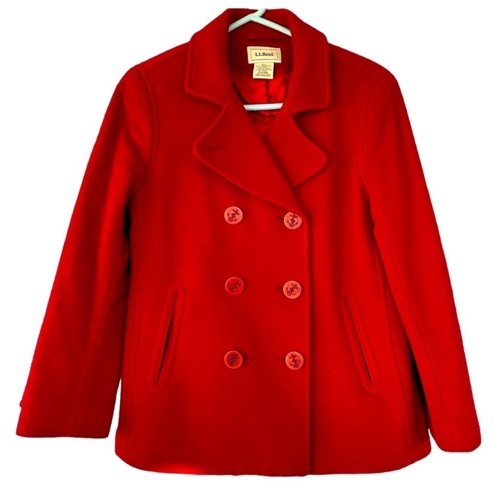 Vintage LL Bean Women’s Lambswool Red Thinsulate Insulated Peacoat Size 8P